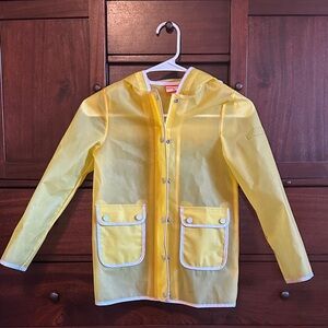 Yellow Hunter Hooded Raincoat with White Trim Size S